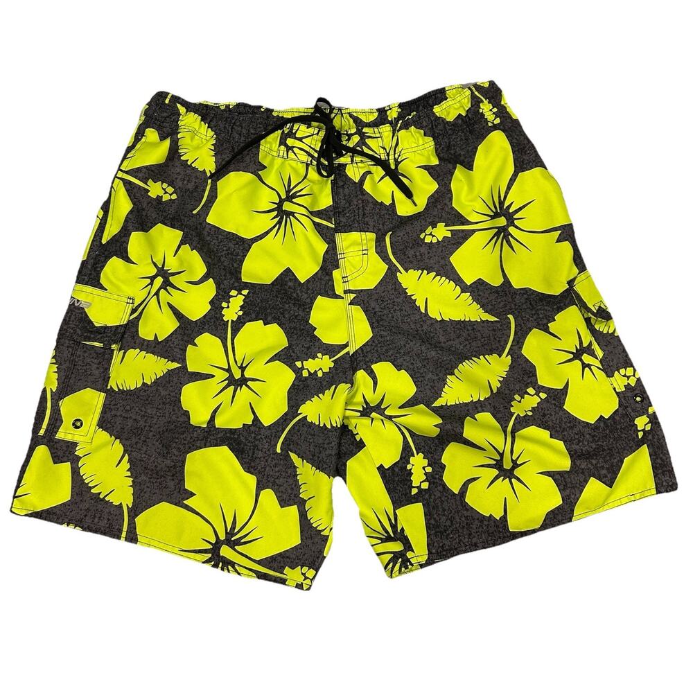Laguna Swim Trunks Mens Sz XXL 2XL Board Shorts Mesh Lined Drawstring Yellow Blk